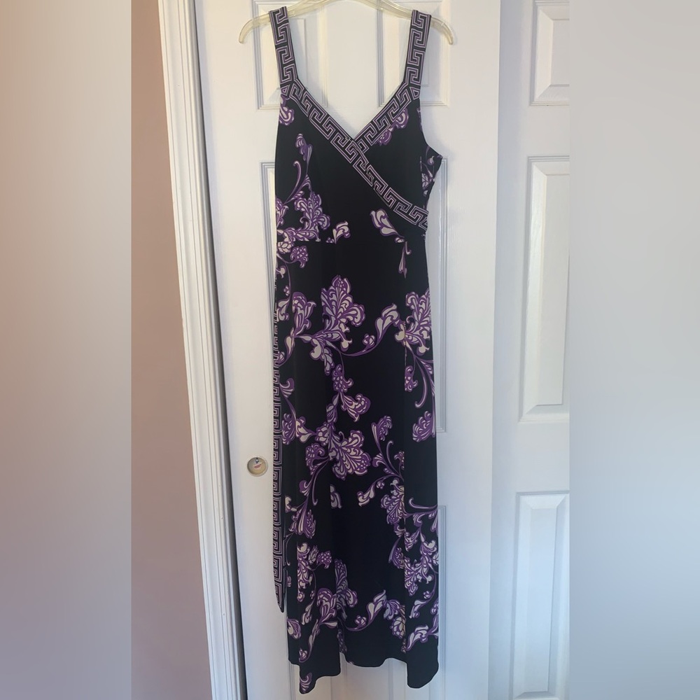 Apt. 9 Black and Purple Patterned Dress